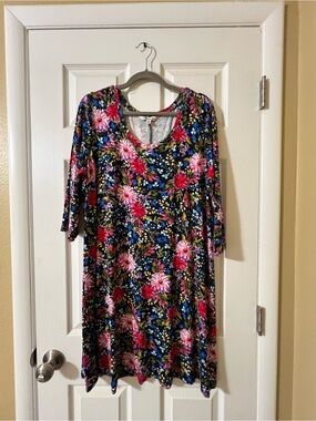 The Pioneer Woman Floral Scoop Neck Dress - Black, Pink, Blue